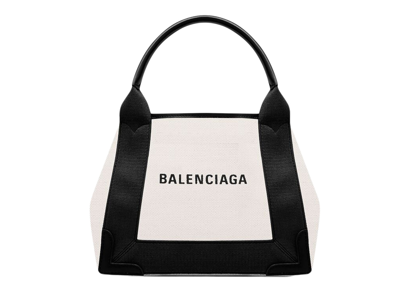 Balenciaga Navy Cabas Tote Bag XS Light Beige/Black in Cotton