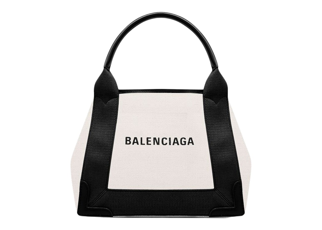 Pre-owned Balenciaga Navy Cabas Tote Bag Xs Light Beige/black
