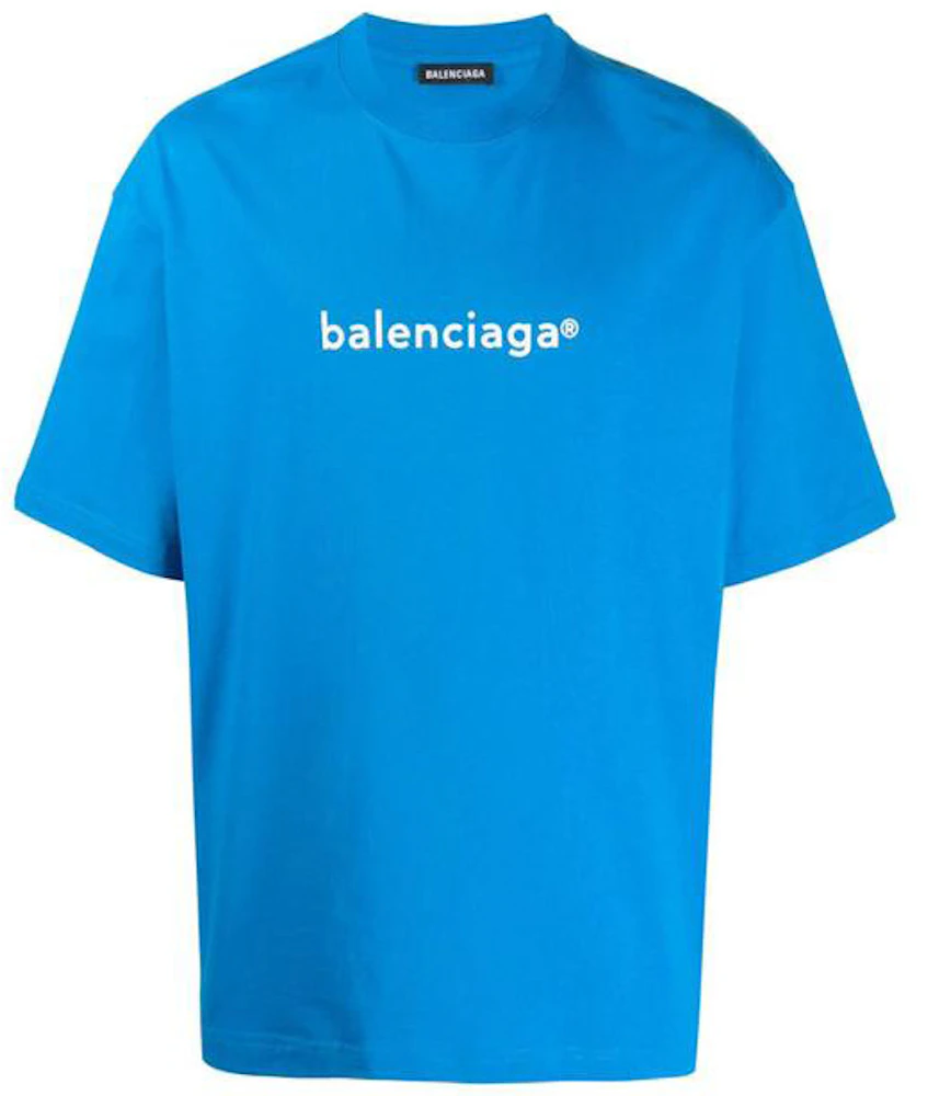 Balenciaga New Copyright Medium Fit T-shirt Blue/White Men's - SS21 - US