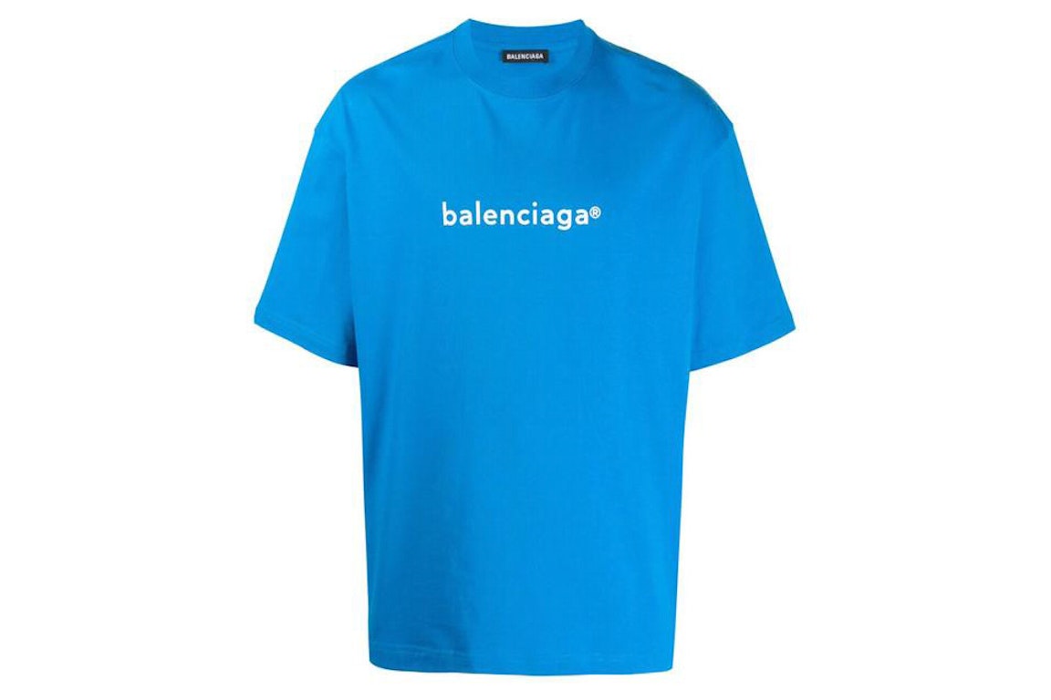 Pre-owned Balenciaga New Copyright Medium Fit T-shirt Blue/white