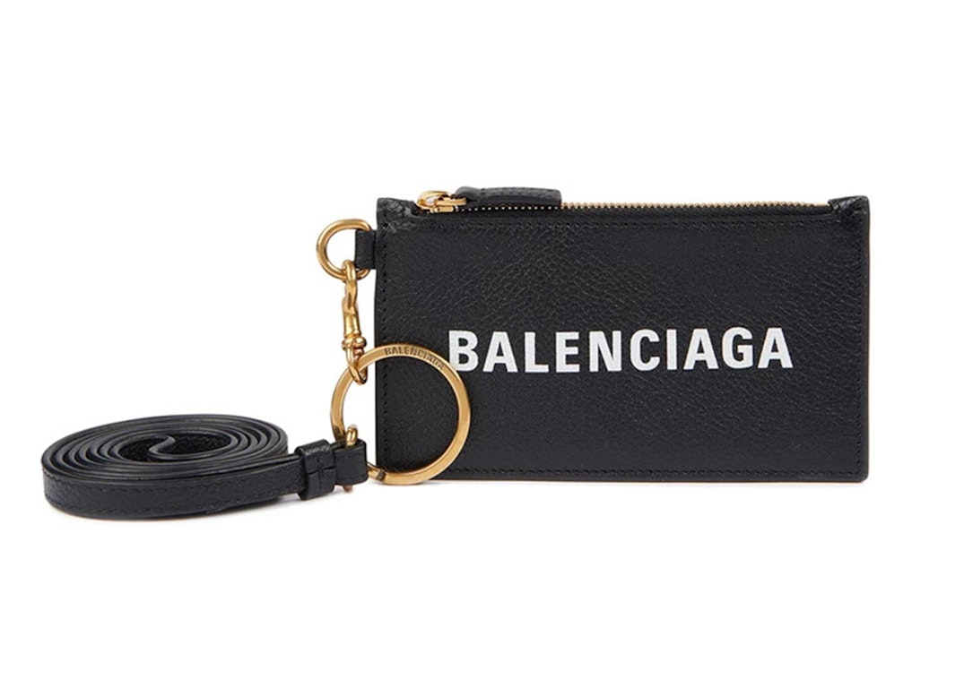 Pre-owned Balenciaga On Keyring Cash Card Case Black