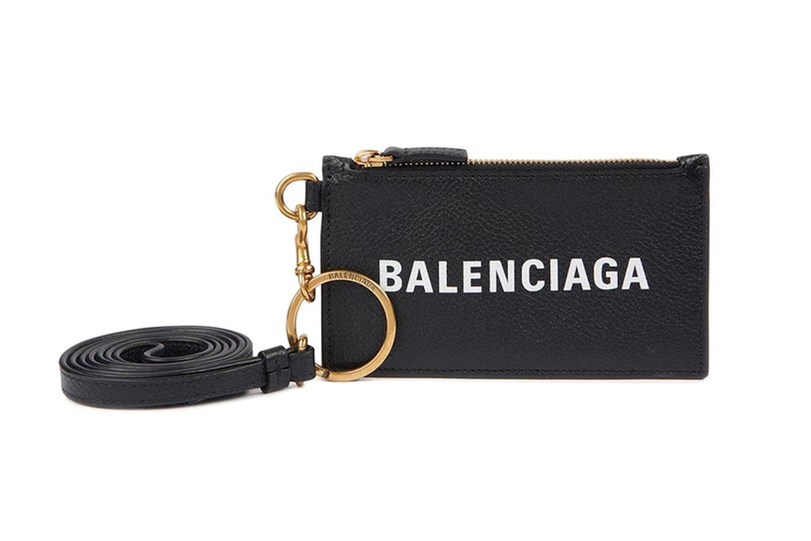 Pre-owned Balenciaga On Keyring Cash Card Case Black