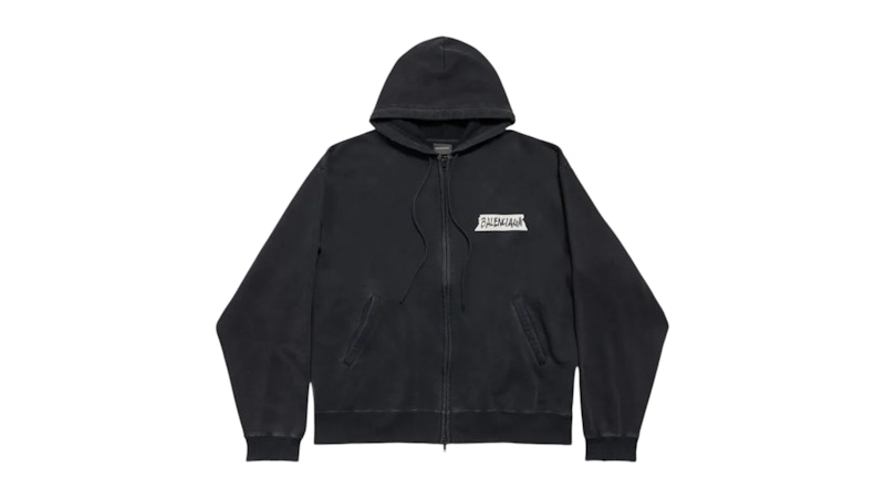 Balenciaga Over Zip-Up Hoodie Faded Washed Black Men's - SS26 - US