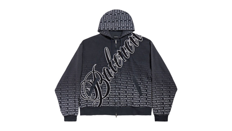 BALENCIAGA パーカー Balenciaga Over Zip-Up Hoodie Washed Black Men's - SS26 - US