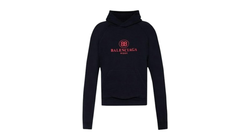 Balenciaga Oversized Logo Raglan Hoodie Black