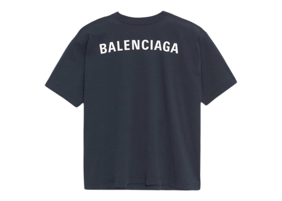 Pre-owned Balenciaga Oversized Logo T-shirt Washed Navy/white