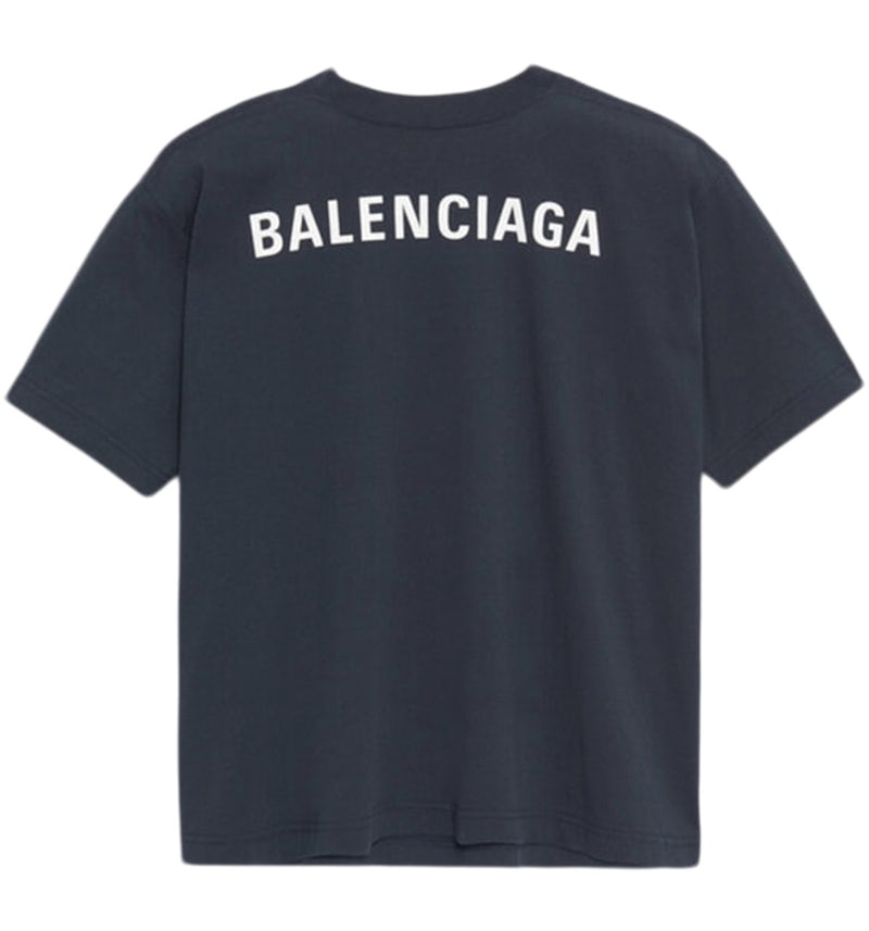 Balenciaga Camiseta oversize con logo lavado Azul marino/blanco