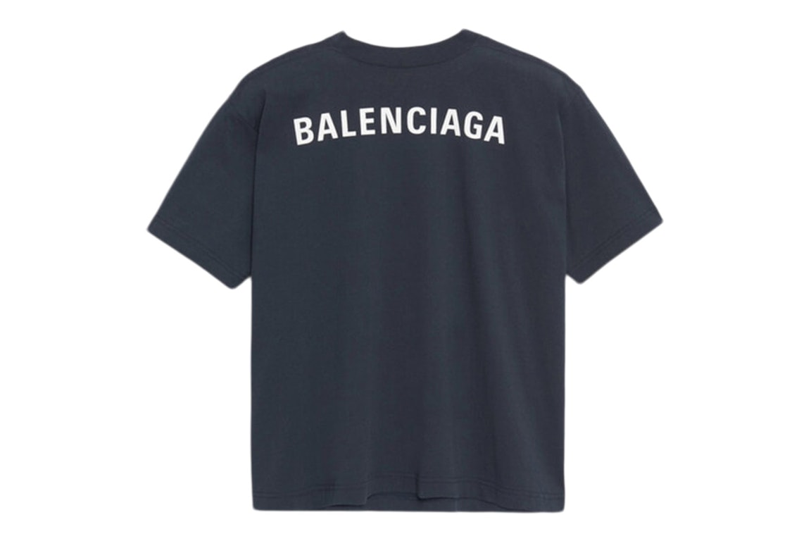 Pre-owned Balenciaga Oversized Logo T-shirt Washed Navy/white