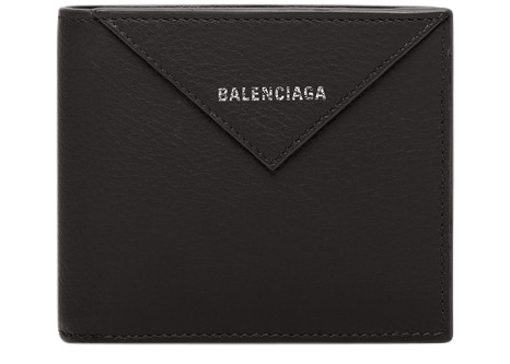 Balenciaga Papier Square Coin Wallet Black in Calfskin Leather