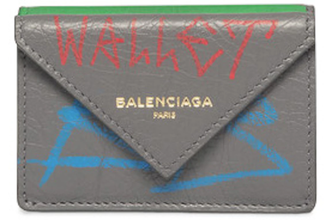 Balenciaga Papier Wallet Graffiti Mini Beige/Red