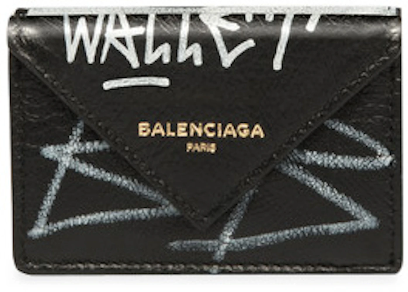 trolley bus Våd nul Balenciaga Papier Wallet Graffiti Mini Black/White in Lambskin Leather with  Dark Silver-tone - US