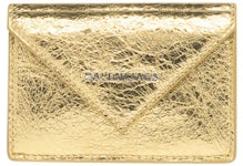 Balenciaga Papier Wallet Metallic Effect Mini Gold