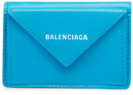 Balenciaga Papier Wallet Mini Light Blue in Calfskin Leather with  Silver-tone - US