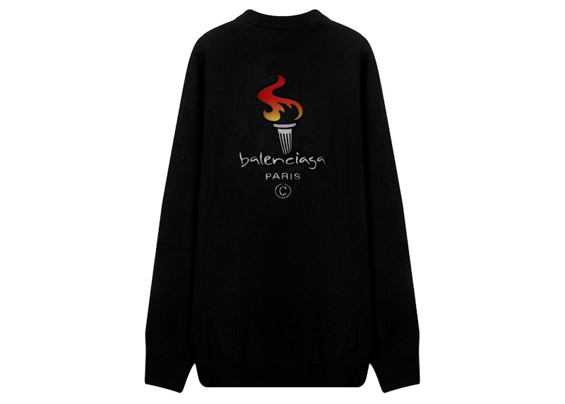 Balenciaga Paris Crewneck Sweater Black Men's - SS21 - US