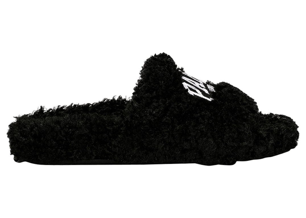 Pre-owned Balenciaga Paris Furry Slide Black (women's)