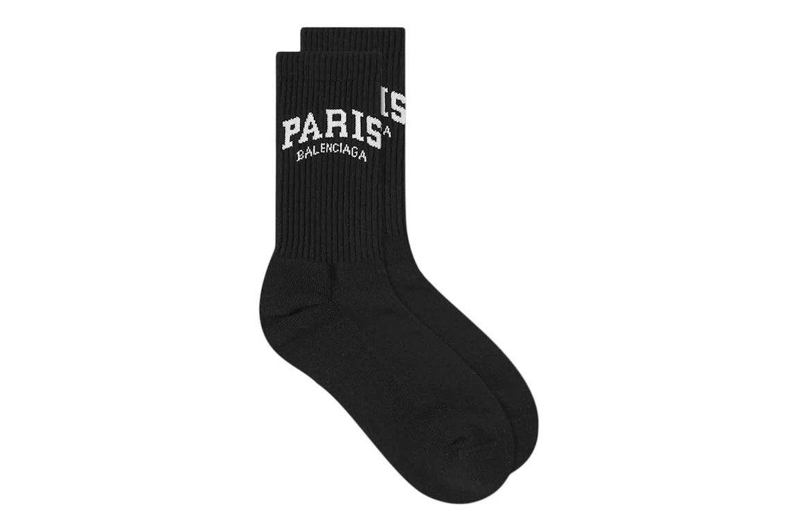 Pre-owned Balenciaga Paris Logo Socks Black/white