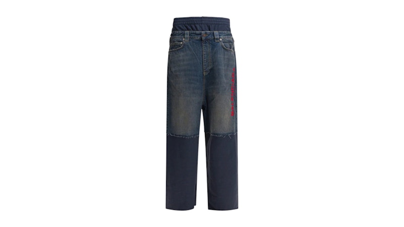 Balenciaga Patched Molleton Jeans Blue