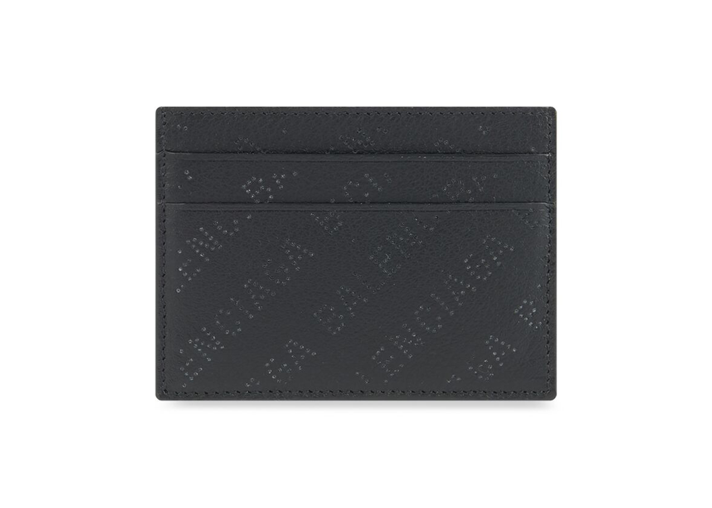 Balenciaga Perforated Logo (4 Card Slots 1 Slip Pocket) Cash Card Holder  Black
