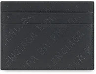 Balenciaga Perforated Logo (4 Card Slots 1 Slip Pocket) Cash Card Holder Black