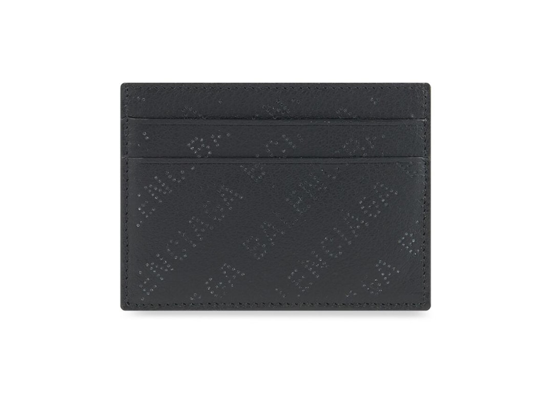 Pre-owned Balenciaga Perforated Logo (4 Card Slots 1 Slip Pocket) Cash Card Holder Black