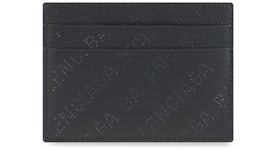 Balenciaga Perforated Logo (4 Card Slots 1 Slip Pocket) Cash Card Holder Black