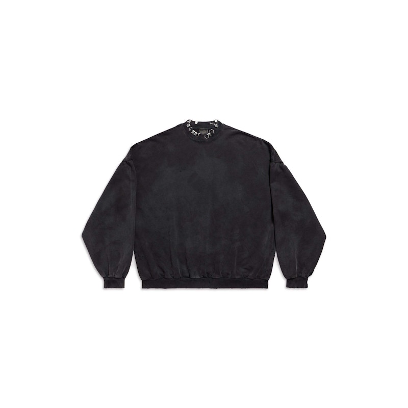 Balenciaga Pierced Round Sweatshirt Oversized in Black Faded Black