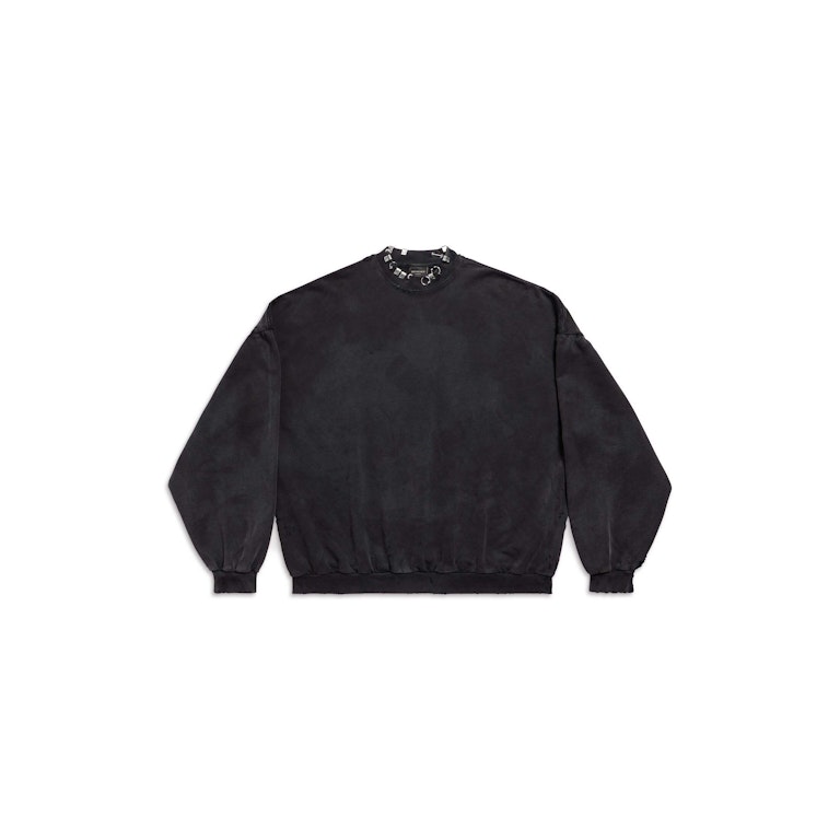 Pre-owned Balenciaga Pierced Round Sweatshirt Oversized In Black Faded Black