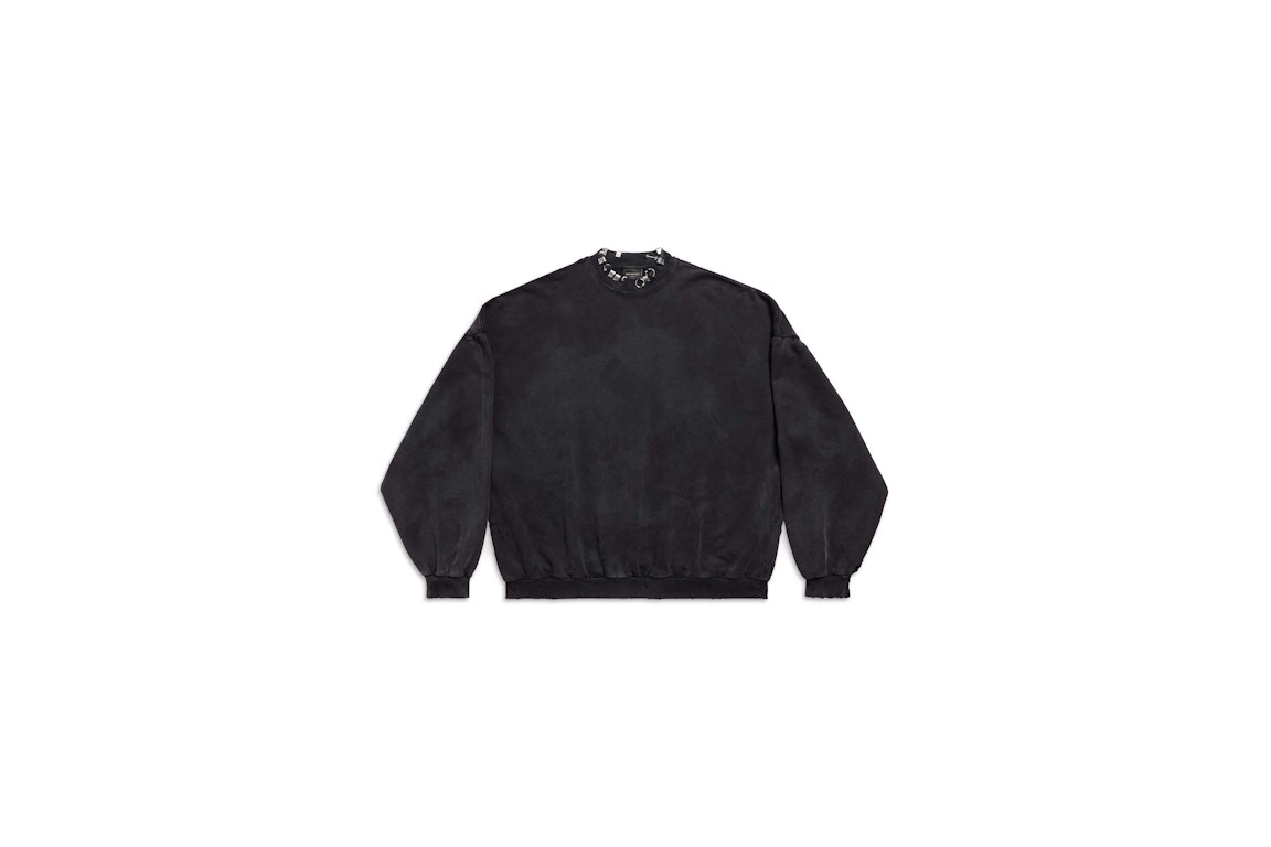 Pre-owned Balenciaga Pierced Round Sweatshirt Oversized In Black Faded Black