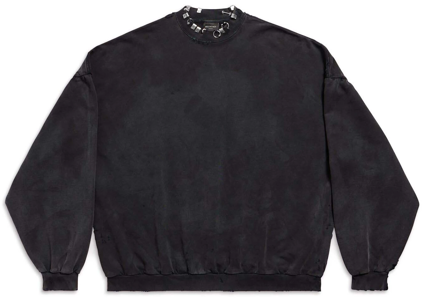 Balenciaga Pierced Round Sweatshirt Oversized in Black Faded Black