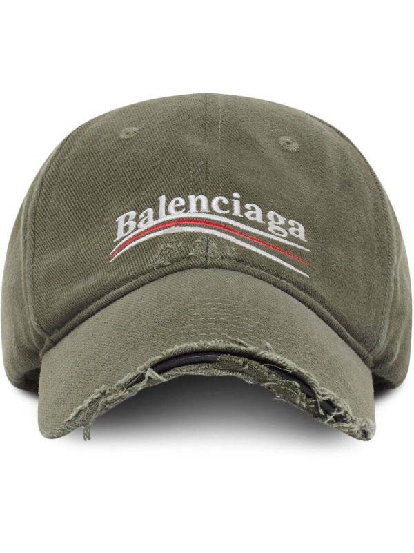 Balenciaga Political Campaign Distressed Cap Khaki/Multi メンズ - JP