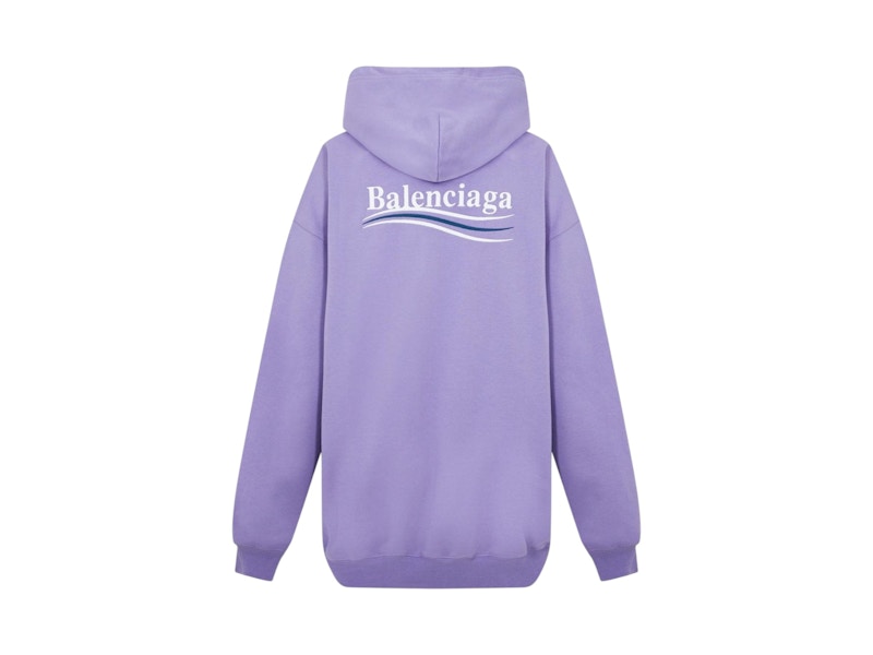 Balenciaga Political Campaign Embroidered Logo Hoodie Purple