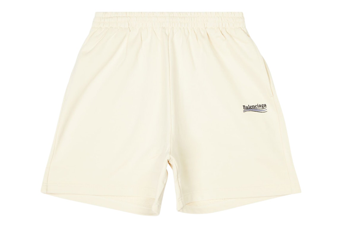 Pre-owned Balenciaga Political Campaign Large Fit Sweat Shorts Light Beige/black/blue