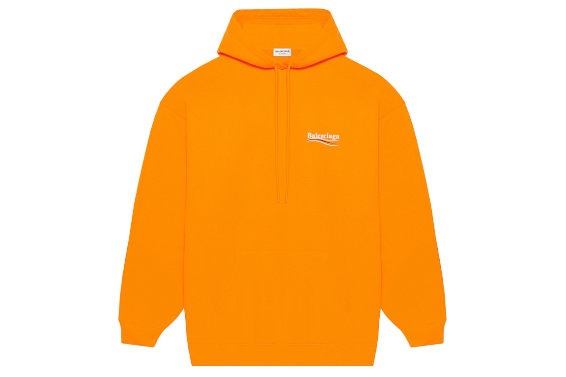 Pre-owned Balenciaga Political Campaign Medium Fit Hoodie Fluo Orange