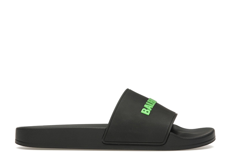 Pre-owned Balenciaga Pool Slide Fluo (women's) Sneakers In Black/green