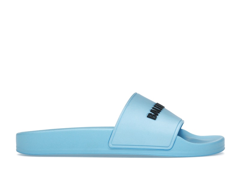 Pre-owned Balenciaga Pool Slide (womens) Sneakers In Blue Sky/black In Multi