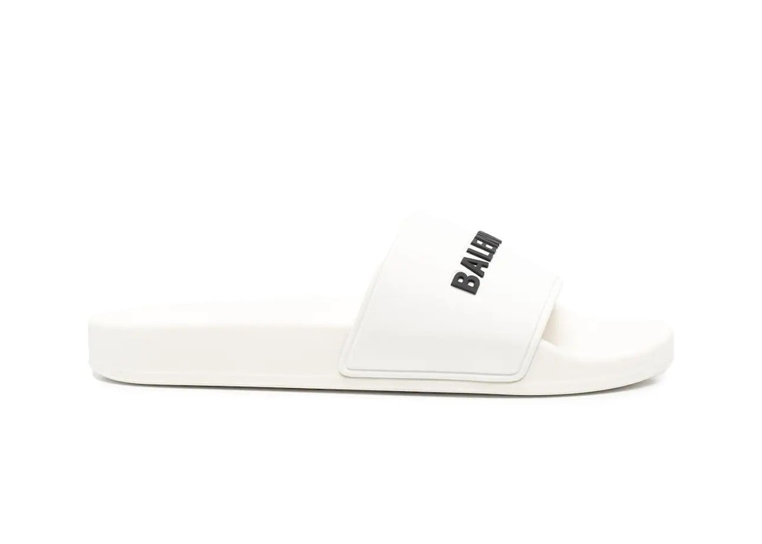 Pre-owned Balenciaga Pool Slide Eggshell