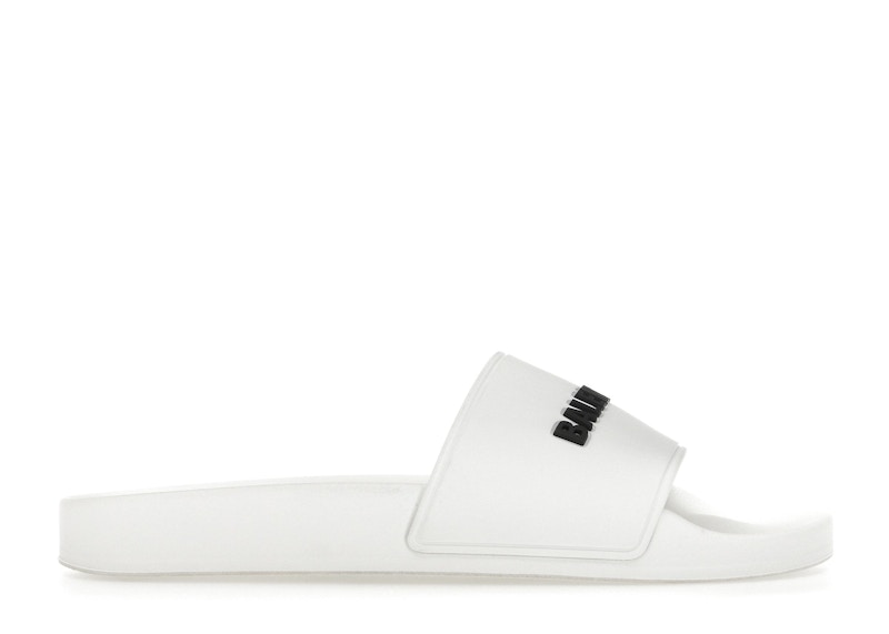 Pre-owned Balenciaga Pool Slide (women's) Sneakers In White/black