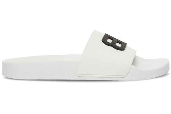 Balenciaga Pool Slides 3D BB Logo Schwarz Weiß