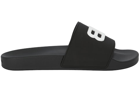 Balenciaga Pool Slides 3D BB Logo White Black Men's