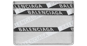 Balenciaga Printed Logo Card Holder Silver/Black