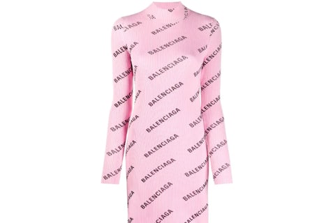 Balenciaga Printed Ribbed Knit Dress Pink - SS21 - US Balenciaga Printed Ribbed Knit Dress Pink - SS21 - US