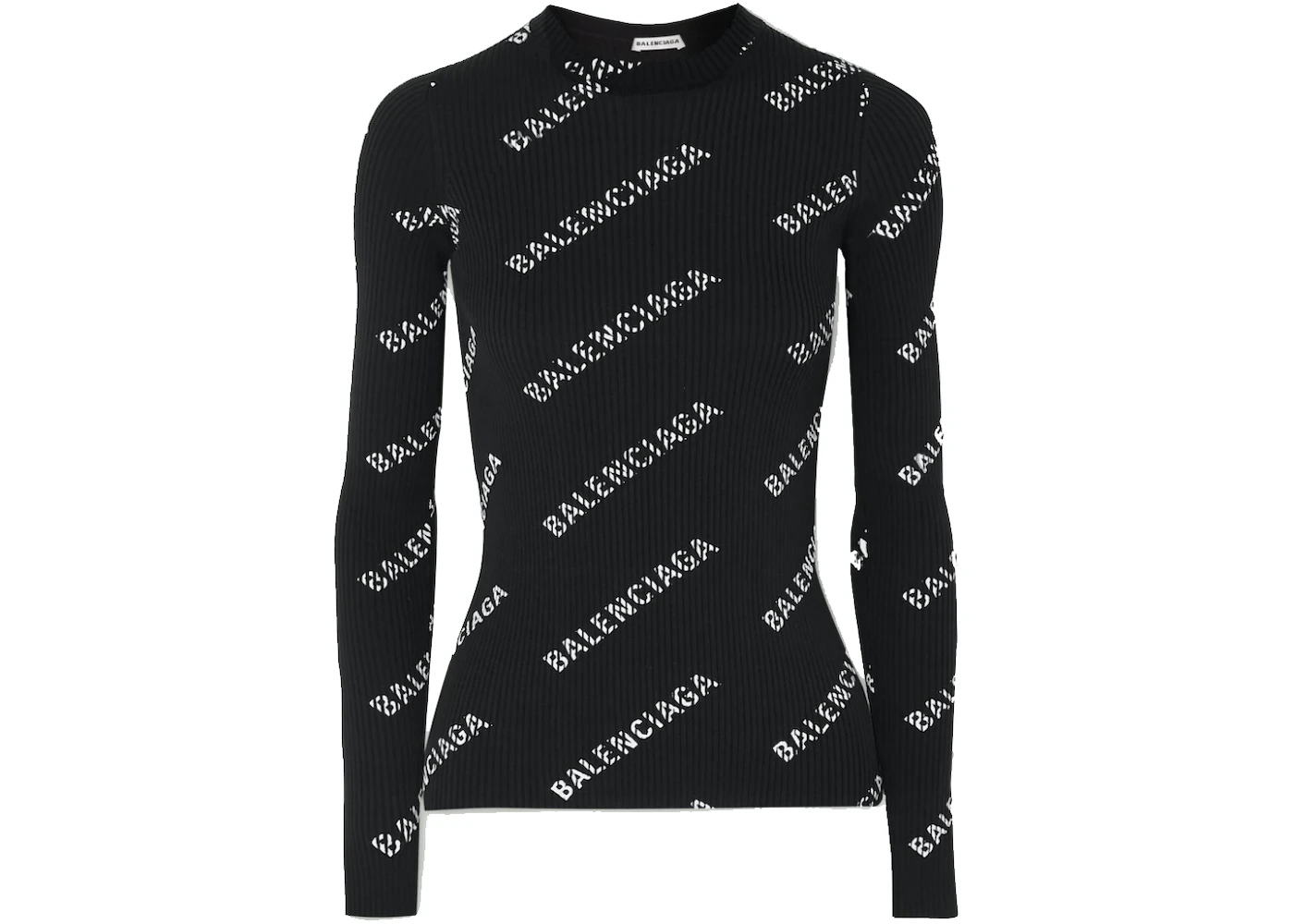 Balenciaga Printed Ribbed Knit Sweater Black - SS21 - US