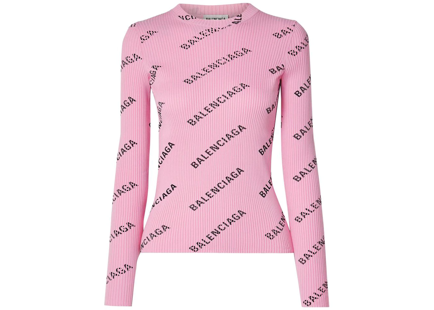 Balenciaga Printed Ribbed Knit Sweater Pink - SS21 - US