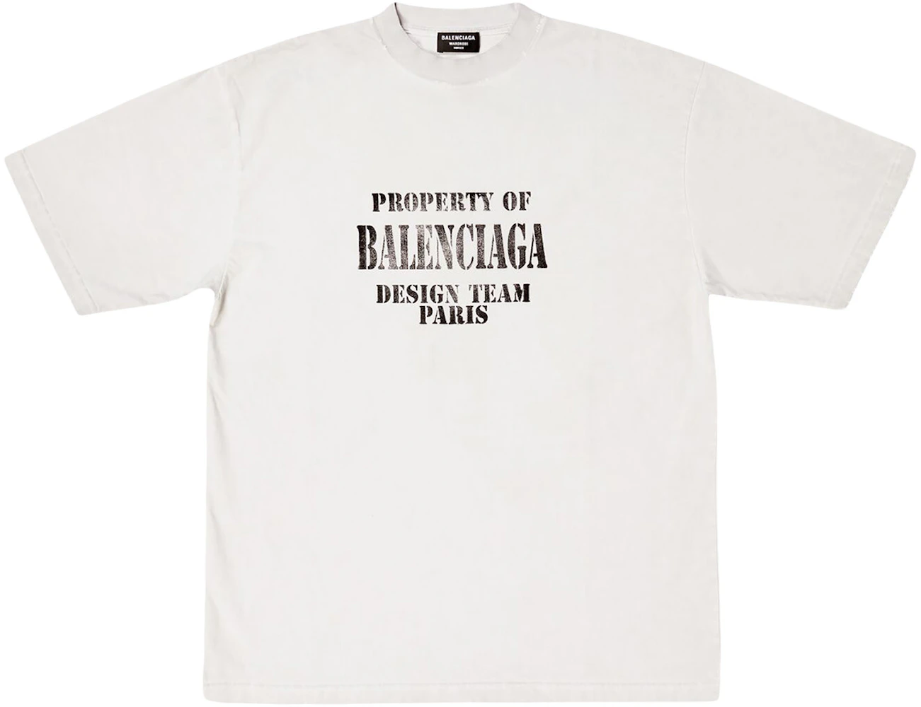 Balenciaga Property Large Fit Vintage T-shirt White/Black Men's - FW22 - US