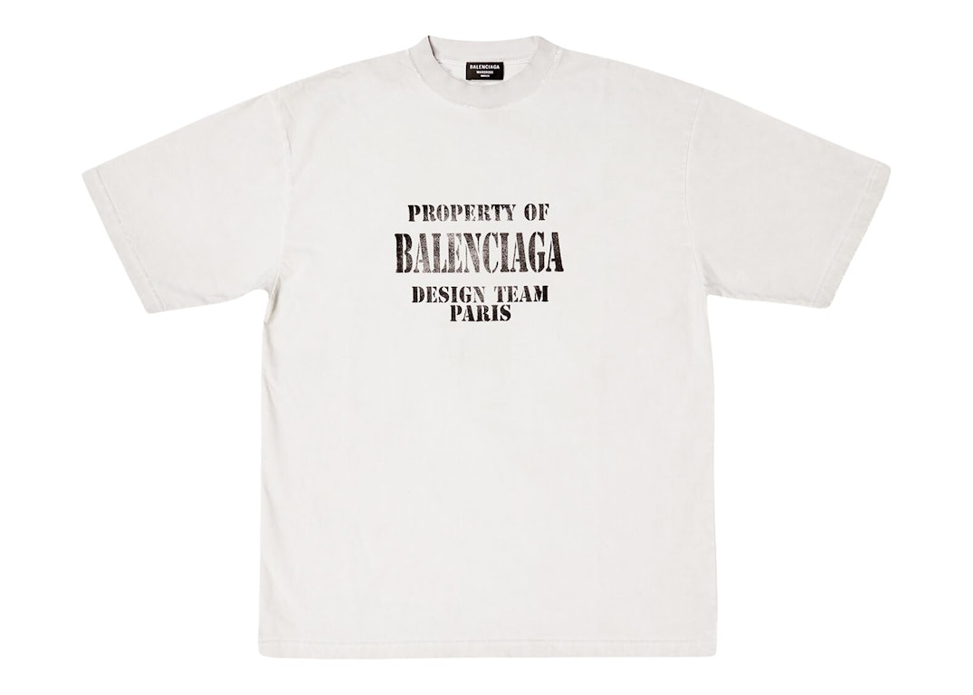 Pre-owned Balenciaga Property Large Fit Vintage T-shirt White/black