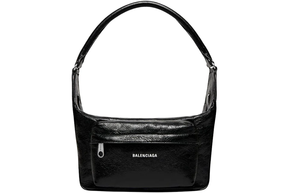 Balenciaga Raver Medium Bag With Handle Black in Arena Lambskin Leather ...