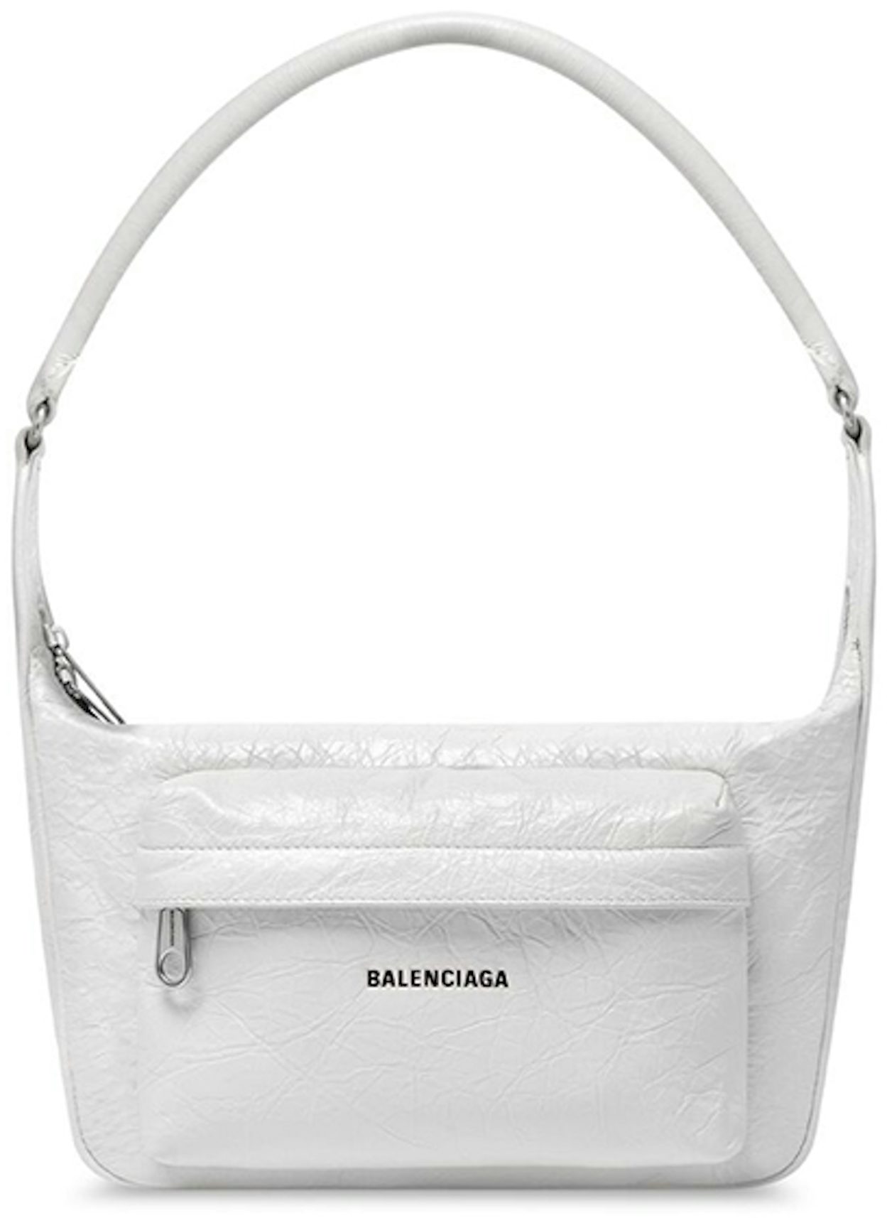 Balenciaga Souvenir Graffiti Belt Bag XXS White in Leather with Silver-tone  - US
