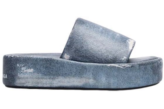 Balenciaga Chaussons en cuir imprimé Rise Bleu (femme)