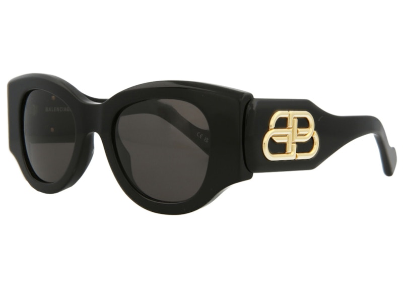 Balenciaga Round-Frame Acetate Sunglasses Black/Grey