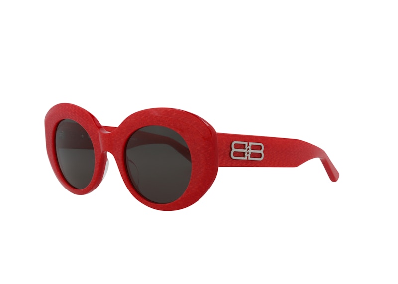 Pre-owned Balenciaga Women's Round Oval Sunglasses003) In Red/grey (bb0235s/30013502